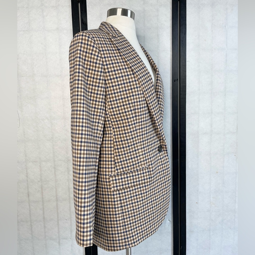 J. Crew Checked Alfie Blazer in Brown, Navy & Cream 2 - Picture 3 of 8